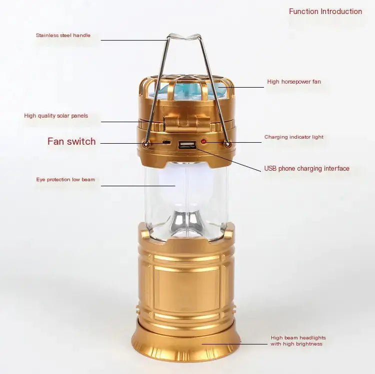 Solar Camping Lantern Fan Bright Supplies
