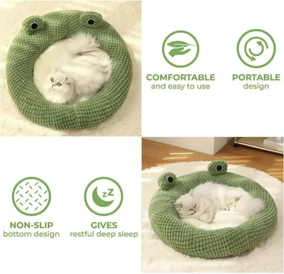 Cartoon Frog-Shaped Pet Bed Bright Supplies